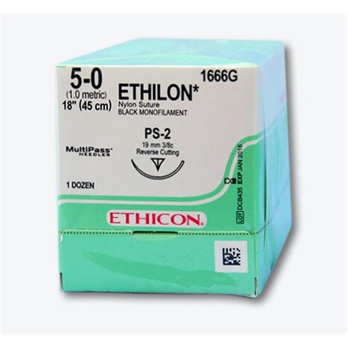 Ethilon W1616T- 5/0 45 см, синий, Прайм реж.16 мм, 3/8, Johnson & Johnson