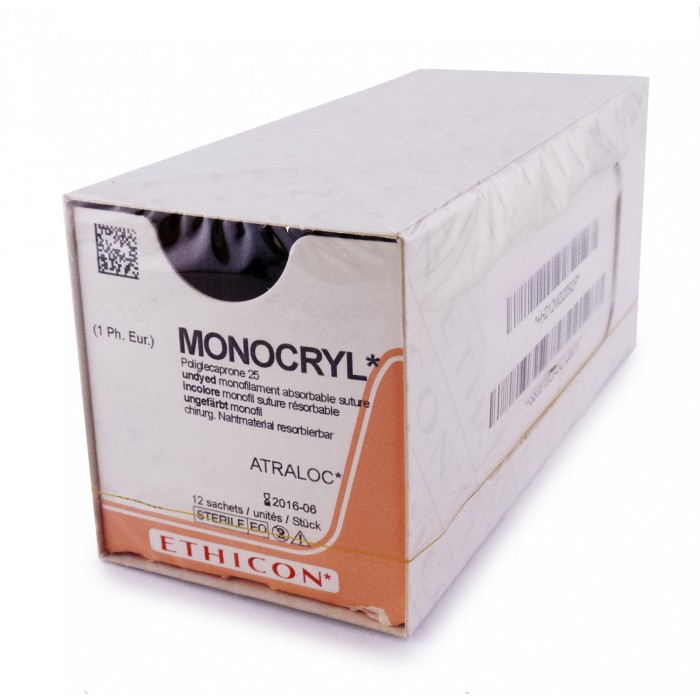 Monocryl W3206 4/0, 45 см, н/окр., Прайм обр.-реж 19 мм, 3/8 , W3206