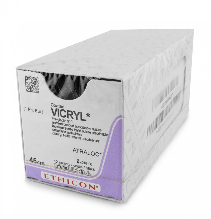 Vicryl (Викрил) W9762 4/0 (45см, игла шпательная) 12шт.